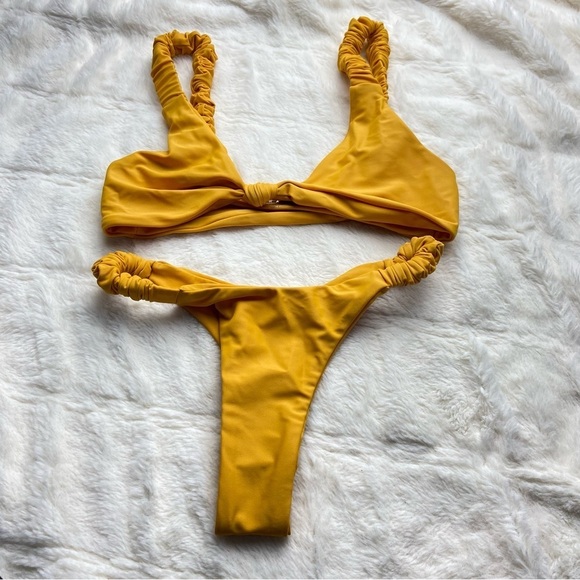 NWOT SET Ayra Swim Mimosa center knit ruched strap bikini 12265 - Picture 4 of 10